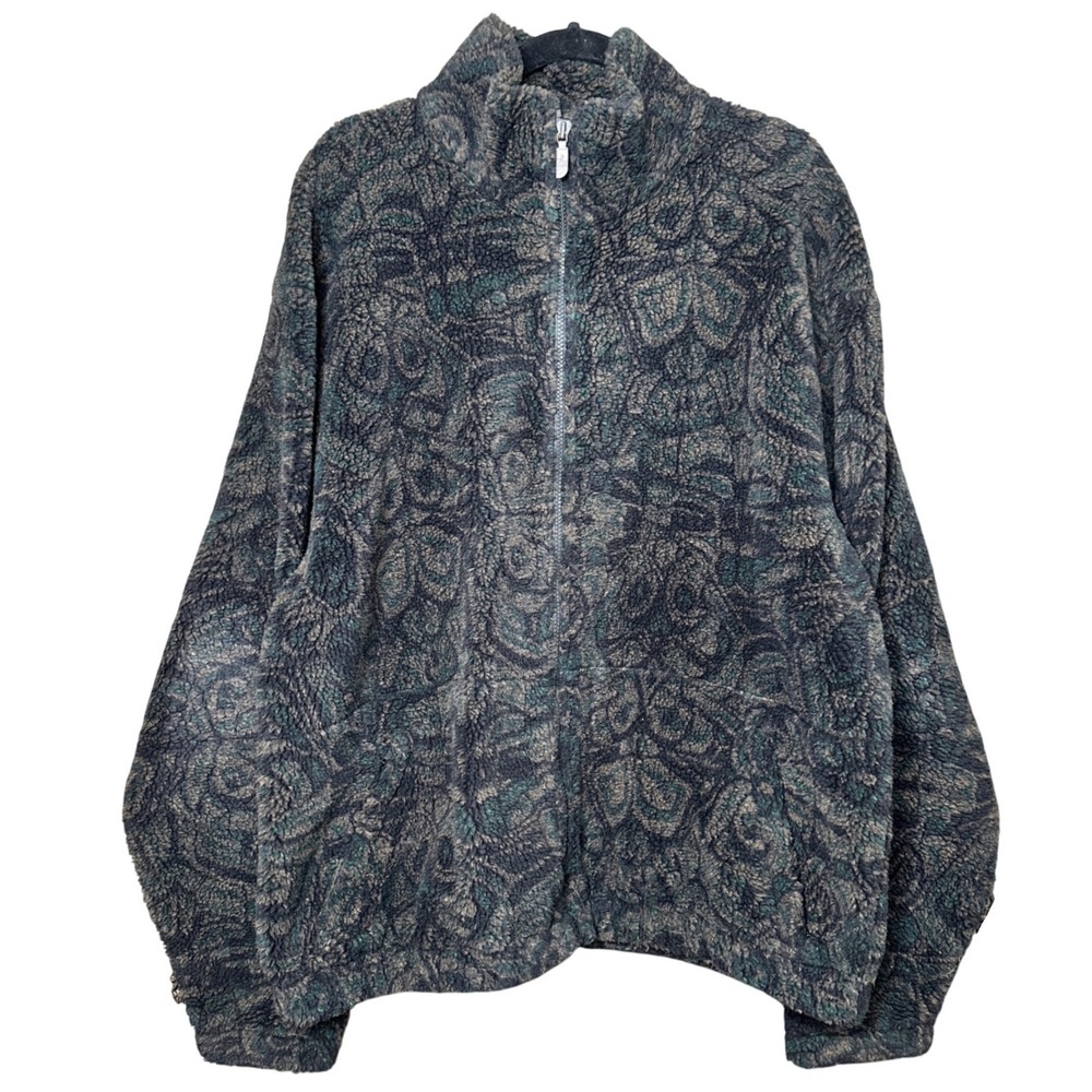VTG 90s The North Face Men XL AOP Abstract Western Sherpa Fleece Full Zip Jacket